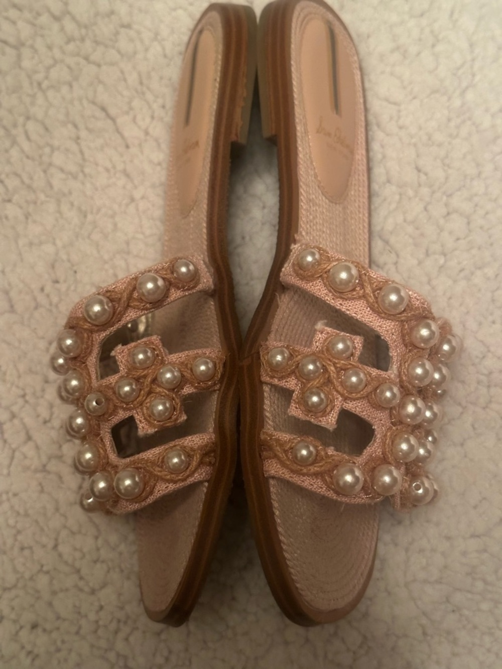 Sam Edelman Pink Pearl Embellished Slide Sandal Size 7 - Picture 3 of 7